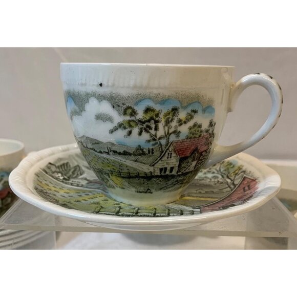 TEA SET & DINNER SET For 4: Vintage Alfred Meakin Home Pastures Made In England - Picture 5 of 16